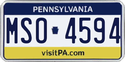 PA license plate MSO4594