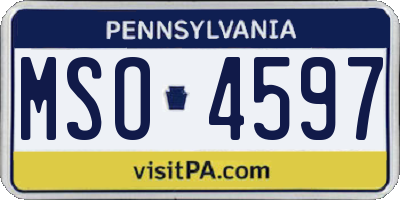 PA license plate MSO4597