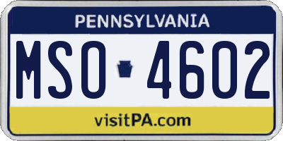 PA license plate MSO4602