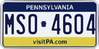 PA license plate MSO4604