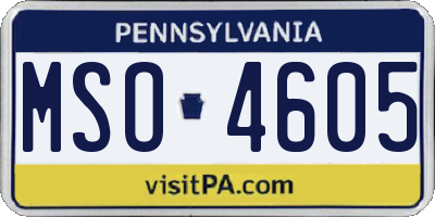 PA license plate MSO4605