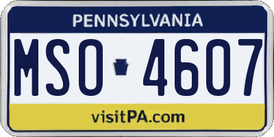 PA license plate MSO4607
