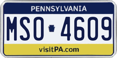 PA license plate MSO4609