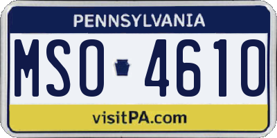 PA license plate MSO4610