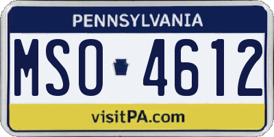 PA license plate MSO4612