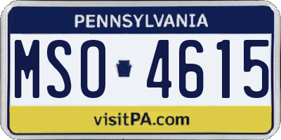 PA license plate MSO4615