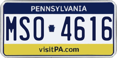 PA license plate MSO4616
