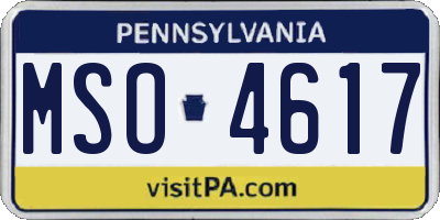 PA license plate MSO4617