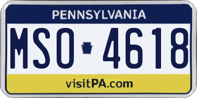 PA license plate MSO4618