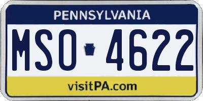 PA license plate MSO4622