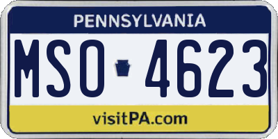 PA license plate MSO4623