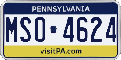 PA license plate MSO4624