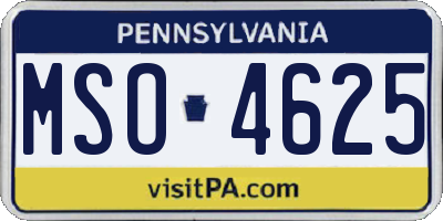 PA license plate MSO4625