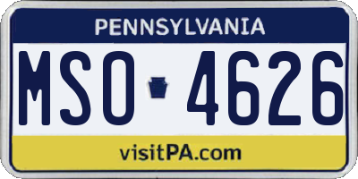 PA license plate MSO4626