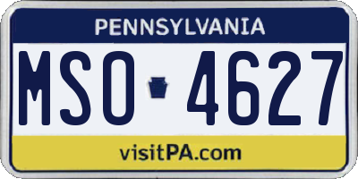 PA license plate MSO4627