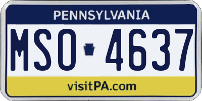 PA license plate MSO4637