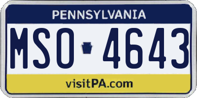 PA license plate MSO4643