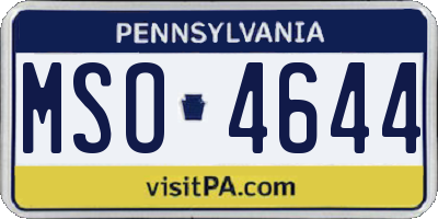 PA license plate MSO4644