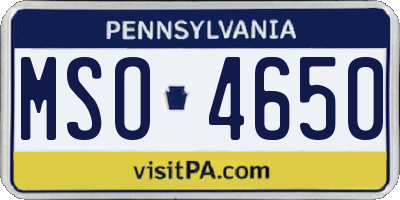 PA license plate MSO4650