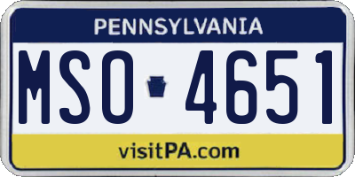 PA license plate MSO4651