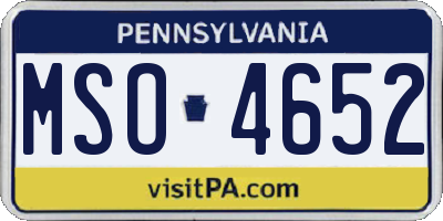 PA license plate MSO4652