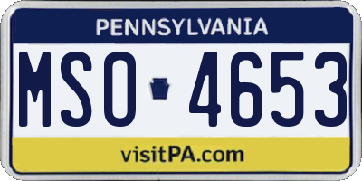 PA license plate MSO4653