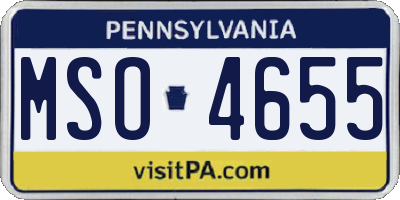 PA license plate MSO4655
