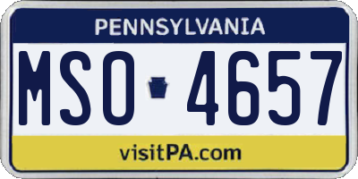 PA license plate MSO4657