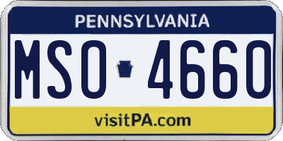 PA license plate MSO4660