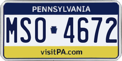 PA license plate MSO4672