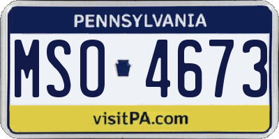 PA license plate MSO4673