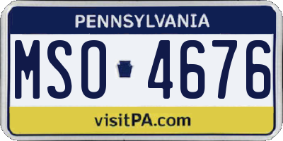 PA license plate MSO4676