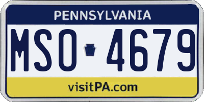 PA license plate MSO4679
