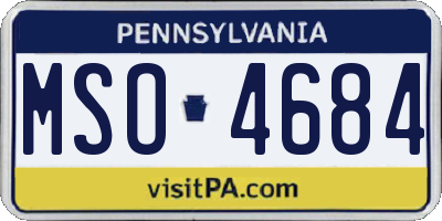 PA license plate MSO4684