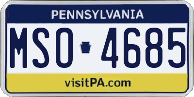 PA license plate MSO4685