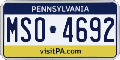 PA license plate MSO4692