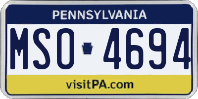 PA license plate MSO4694