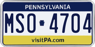PA license plate MSO4704