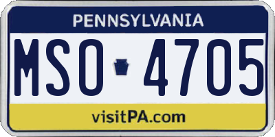 PA license plate MSO4705