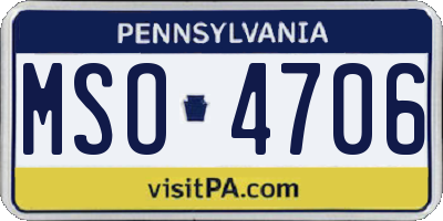 PA license plate MSO4706