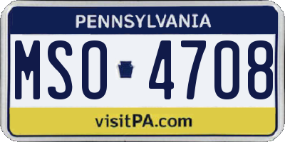 PA license plate MSO4708