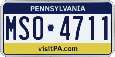 PA license plate MSO4711