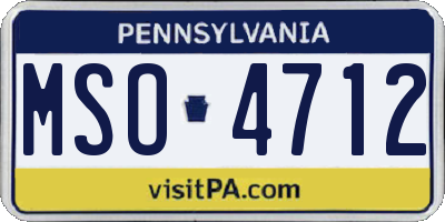 PA license plate MSO4712
