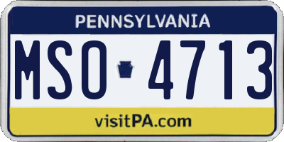 PA license plate MSO4713