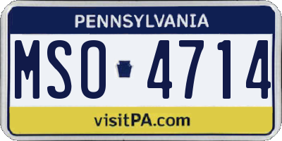 PA license plate MSO4714