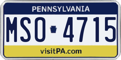 PA license plate MSO4715