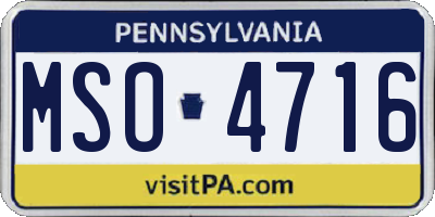 PA license plate MSO4716