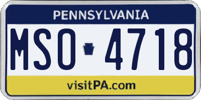 PA license plate MSO4718