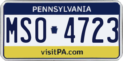 PA license plate MSO4723
