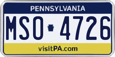 PA license plate MSO4726